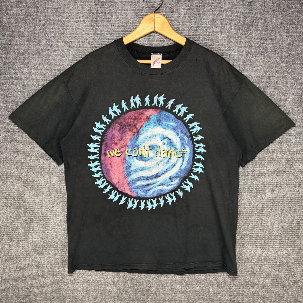 Vintage Genesis We Cant Dance 1992 Tour Shirt Jerzees XL Black Distressed 90s